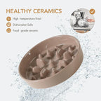 Havniva Slow Feeder Dog Bowls, Ceramic Dog Bowl Slow Feeder for Fast Eater | 1.6 Cups Puzzle Dog Food Bowl, Slow Feeding Bowls for Medium Dogs, Non-Slip Rubber Base, Anti-Choking