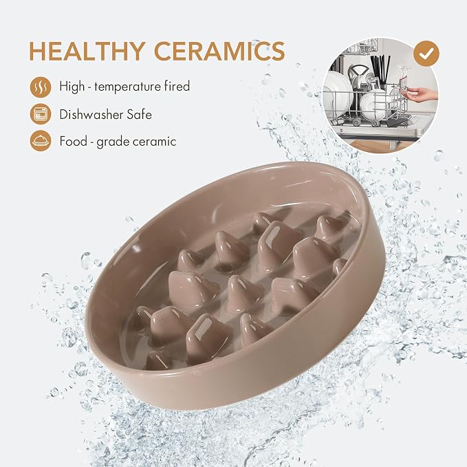 Havniva Slow Feeder Dog Bowls, Ceramic Dog Bowl Slow Feeder for Fast Eater | 1.6 Cups Puzzle Dog Food Bowl, Slow Feeding Bowls for Medium Dogs, Non-Slip Rubber Base, Anti-Choking