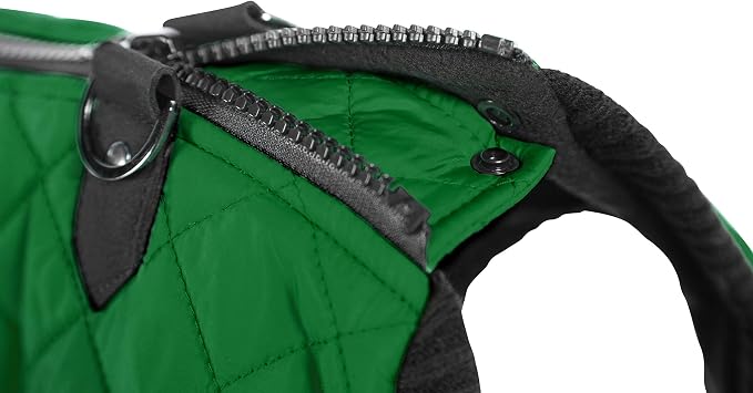 Gooby Fashion Vest Dog Jacket - Green, X-Large - Warm Zip Up Bomber Vest with Dual D Ring Leash - Winter Water Resistant Sweater - Dog Clothes for Small or Medium