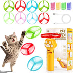 BABORUI Cat Toy Disc Launcher, Rechargeable Interactive Cat Fetch Toy Launcher with 8 Flying Discs, Flying Enrichment Toys for Indoor Bored Kittens & Adult Cats (Yellow)