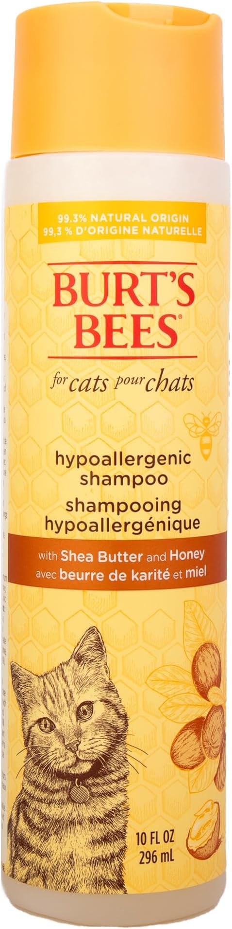 Burts Bees for Pets Hypoallergenic Cat Shampoo, Unscented, 10 Fl Oz, 6-Pk | Gentle shea butter and honey formula for indoor cats with dry or sensitive skin, pH balanced