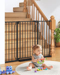 34" Tall Baby Gate No Drilling, Auto Close Dog Gate Indoor, Black | for Doorways & Stairs, Pressure Mounted 29"-51" Extra Wide Pet Gate, Easy Walk Through Gate for Baby & Pet Stroller Friendly