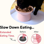Unbreakable Raised Slow Feeder Bowl for Cats and Small Dogs, Elevated Cat Bowls, Detachable Slow Feede Bowl, Heavy Weighted, Non-Slip Feeder, Dry & Wet Food, Whisker Friendly (Pink; 6.2'')