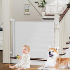 PRObebi Retractable Baby & Dog Gates | Extends to 72" Wide 34" Tall | White
