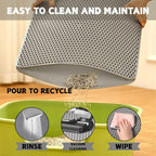 Honeycomb Double Layer Cat Litter Mat, Gray, 36 x 24 Inch, 1 Pack | Soft EVA Material, Non-Slip Backing, Urine & Water Resistant, Scatter Control, Washable & Durable, Ideal for Indoor Cats