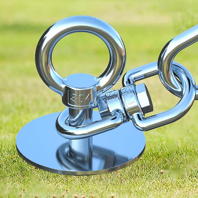 TOPKNOT Dog Tie Out Stake,Heavy Duty Dog Run-304 Stainless Steel Stake,360° Swivel Dog Runner for Yard,Use Any Tie Out Cable or Yard Leash-Up to 200 LBS- Outdoor Camping