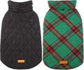 Kuoser Waterproof Dog Coat, Reversible Dog Jacket for Medium Dogs | Adjustable Durable Doggie Winter Coat Warm Puppy Cold Weather Apparel from Small to Large Breed, Xmas Green M