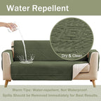 Boho Quilted Pet-Friendly Couch Covers with Pockets, Anti-Slip Aztec Couch Covers for 3 Cushion Couch Sofa, Couch Cover for Dogs Water-Repellent Machine Washable (Large Sofa 68", Olive Green)