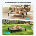 Niubya Elevated Outdoor Dog Bed, Cooling Elevated Pet Cot, Steel-Framed and Non-Slip Feet, Raised Dog Bed with Waterproof, Washable, Breathable Teslin Mesh, 60in