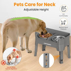 URPOWER Elevated Dog Bowls, 3-in-1 Double Deck Raised Dog Bowl Stand | 4 Height Adjustable Raised Stand with 2 Stainless Steel Food Bowls & Licking Plate for Small, Medium & Large Dogs