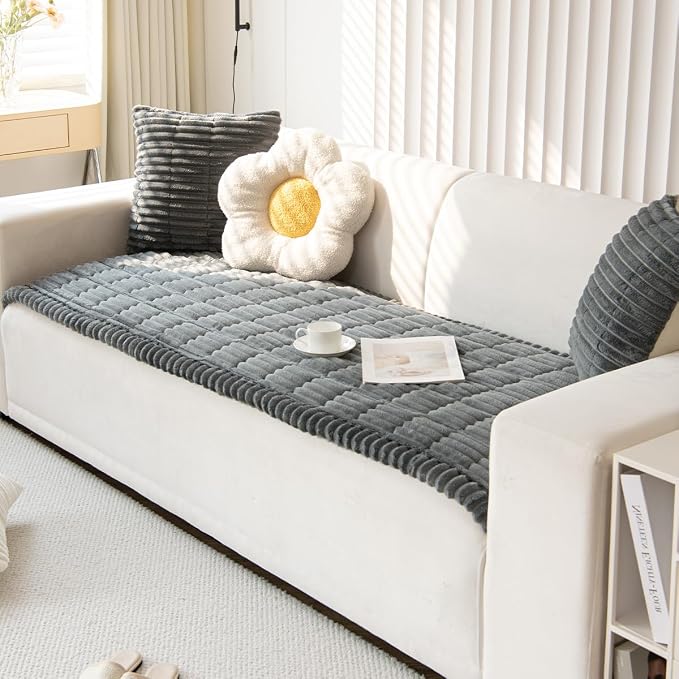 Mitid Sofa Cover Fuzzy Couch Cover for Pet, Couch Covers for Dogs Pets Mat | Washable Non-Slip Sofa Slipcover Cushion Protector Pets Friendly Mat, Dog Couch Cover, Square Couch Covers for Dogs Non Skid