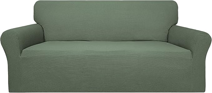 Easy-Going 100% Waterproof Couch Cover, 3 Cushion Oversized Sofa Cover | Leakproof Sofa Slipcover, Stretch Jacquard Furniture Protector Against Stain Spill from Kids, Pets, Dog, Grayish Green