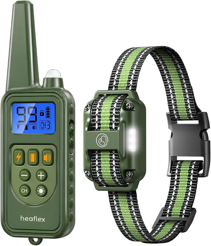 Dog Training Collar with Remote, 4-Mode Beep/Vibe/Shock/Light, IPX8 | Electronic Dog Shock Collar, E-Collar, Rechargeable, 3300FT, Fits Small Medium Large Dogs