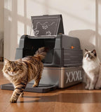 CATLIKE XXXL Stainless Steel Cat Litter Box - 3-Layer Urine Leak-Proof, Enclosed Design w/Charcoal Filter for Maine Coon & Multi-Cat Homes, Includes Metal Scoop & Extra Large Mat (2026 Upgrade)