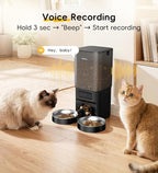 7L Automatic Cat Feeder 2 Cats, 5G WiFi Dog Food Dispenser with APP Control | APP Control, Dual Power Supply, Up to 12 Meals Per Day, 10s Voice Recorder, 2 Stainless Steel Bowls