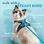 rabbitgoo Cat Harness and Leash Set, Escape Proof Vest, Teal | Soft Breathable Mesh, Easy Adjustable Fit, Snap Buckles, Sturdy Clip, Reflective Strips, for Medium to Large Cats Walks, M