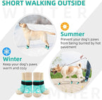 PUPTECK Anti Slip Dog Socks, Shoes with Grippers to Prevent Licking Hardwood Floors Traction, Rubber Boots & Paw Protectors for Small Medium Large Dogs Cold/Hot Pavement, Senior Dogs Booties Green