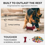 Kseroo 2-Pack Dog Toys for Aggressive Chewers Medium/Large Breed, 8-Inch Solid Nylon Dog Chew Bones, Beef Flavored Tough Dog Toys for 20-90lb Dogs, Red