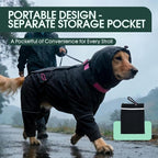 Kouser Waterproof Full-Body Coverage Dog Raincoat, Black M | Dog Raincoat with Reflective Stripes, Adjustable Dog Rain Jacket with Leash D-Ring, Hooded Poncho for Small Medium Large Dogs