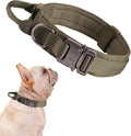 Tactical Dog Collar Adjustable Military Nylon Dog Collar with Control Handle and Heavy Duty Metal Buckle for Medium and Large Dogs (Green,S) | 1000D Heavy-Duty Nylon Fabric，Quick-Release Metal Buckle，Soft-Padded Webbing，Velcro Patch&D-Ring for Training...