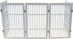Urnporium Pet Dog Gate Freestanding, Strong Durable Folding Wooden Fence, Portable Acacia Hardwood Safety Barrier for Indoor & Outdoor Use (White Pet Gate, 5 Panel 30" Tall)