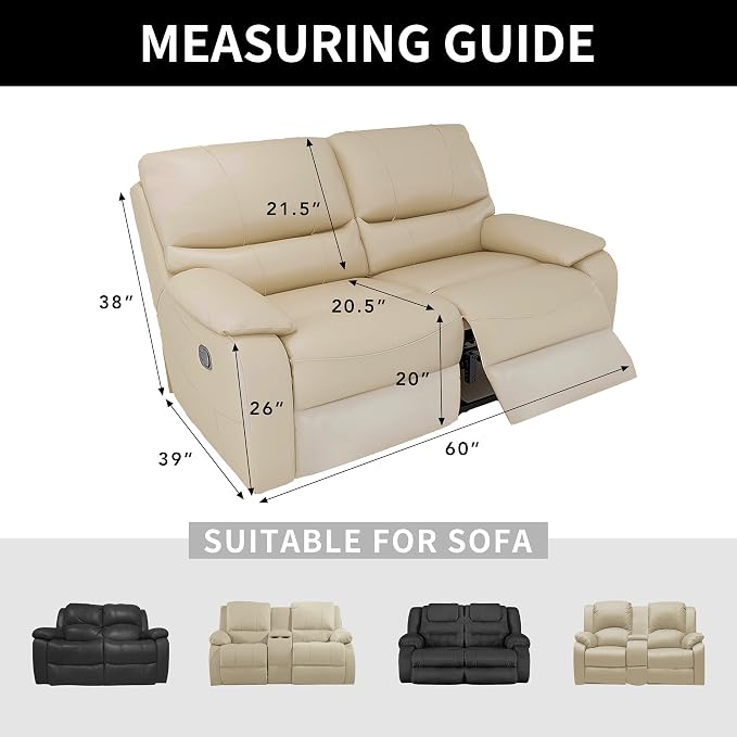 Easy-Going 100% Dual Waterproof Recliner Loveseat Cover, 6-Pieces Stretch Relining Sofa Cover with Pocket, Jacquard 2 Seat Sofa Slipcover Leakproof Washable (Loveseat, Peacock Blue)