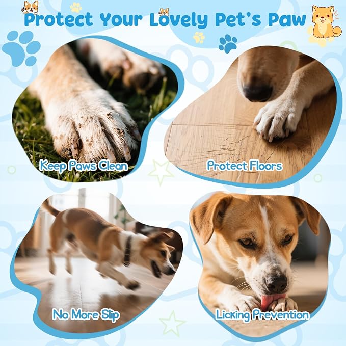 Dog Socks to Prevent Licking Paws, Anti Slip Dog Boots & Paw Protectors for Hardwood Floors, Toe Grips for Small Medium Large Senior Dogs, Dog Shoes for Hot/Cold Pavement(Pink Bone,S)