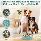 Ceramic Slow Feeder Dog Bowls, 0.6 Cups Dog Food Dish for Small Breed | Puzzle Dog Food Bowl for Fast Eater, 15OZ, 6.3 inch (Light Green)