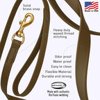 Viper Biothane K9 Working Dog Leash Waterproof Lead for Tracking Training Schutzhund Odor-Proof Long Line with Solid Brass Snap for Puppy Medium and Large Dogs, 20ft Coyote Brown