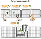 Metal Dog Playpen - Foldable Exercise Pen 24" Height 8 Panels for Dogs Portable Pet Playpen Polygon Dog Enclosure Indoor/Outdoor Pen for Puppy (Black)