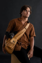 Noah & Paw Dog Sling Carrier for Small Dogs 5-18lb, Dog Sling for Small Dogs and Cats, Dog Carrier with Adjustable Padded Strap, Vegan Leather Lined with Fur, Double Safety Feature, Machine Washable