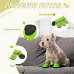 Dog Boots Paw Protector, Reflective Adjustable Non Slip Mesh Summer Breathable Dog Shoes Dog Walking Boots (L Size, Green, 4 Pcs) Intended for Paws Waterproof for Dogs/Cat/Puppy