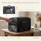 Top-Expandable Pet Carrier with Treat & Pet Window,17x11x9.5 Inch Alaska Hawaiian Airline Approved,Soft-Sided Dog Carrier for Small Dogs and Cats,Travel Cat Carrier with Locking Safety Zippers,Black