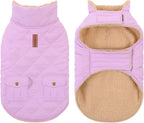 Winter Coat for Small Dogs, Puppy Plaid Jacket, Dog Jacket for Cold Weather, Windproof Warm Garments, Pets Thickened Outfits Indoor Outdoor, Lilac S