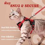 rabbitgoo Cat Harness and Leash Set, Escape Proof Vest, Red | Soft Breathable Mesh, Easy Adjustable Fit, Snap Buckles, Sturdy Clip, Reflective Strips, for Medium to Large Cats Walks, M