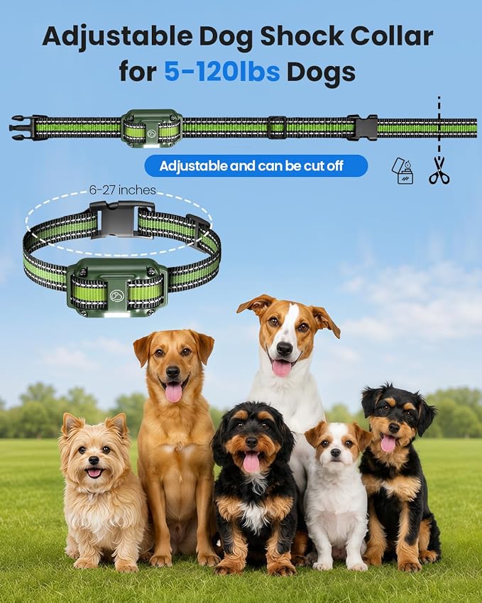 Dog Shock Collar, 4-Mode Beep/Vibe/Shock/Light, IPX8, 3300FT | Dog Training Collar With Remote, E-Collar, Rechargeable, Fits All Breeds, Size
