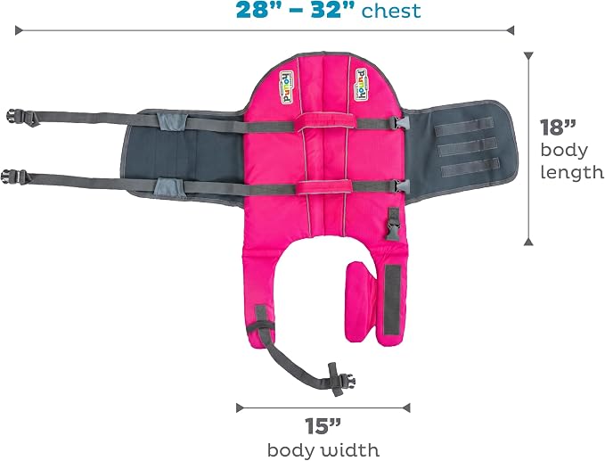Outward Hound Granby Splash Pink Dog Life Jacket, Large