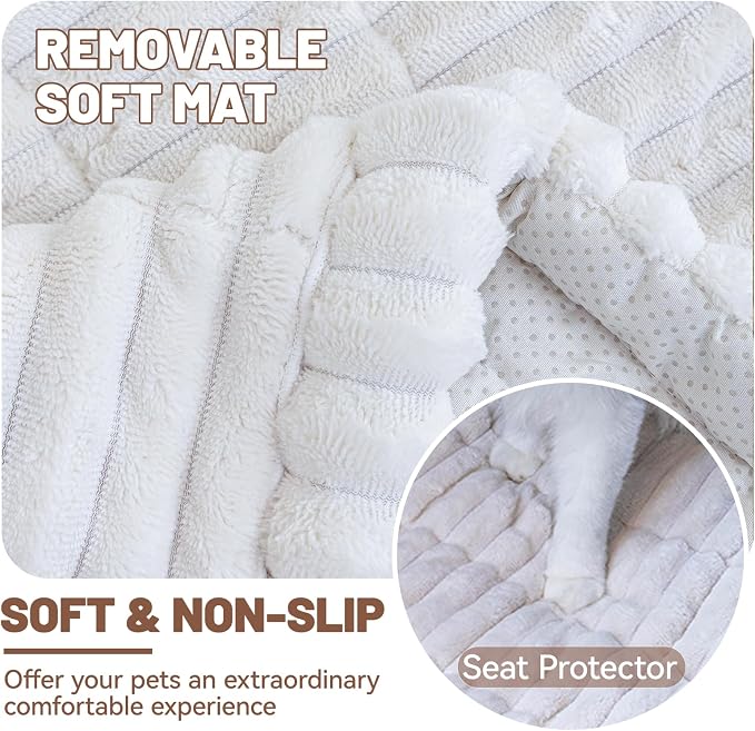 Dog Car Seat Waterproof Bed Cover Nonslip Car Back Seat Soft and Comfortabl | Pet Bed Mat Car Blanket for Travel Backseat Extender Seat Covers Dog Bed for Cars Trucks and SUVs (White Cover 23.6” x 51”)