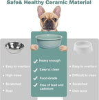 Wordcam 28oz Ceramic Dog Bowls, Durable Modern Pet Food and Water Bowls for Small Medium Dogs and Cats, Replacement Bowls for Wordcam SS02 Model (Light Green)