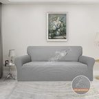 Easy-Going 100% Waterproof Couch Cover, 3 Cushion Oversized Sofa Cover | Leakproof Sofa Slipcover, Stretch Jacquard Furniture Protector Against Stain Spill from Kids, Pets, Dog, Light Gray