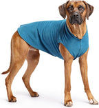 Goldpaw Stretch Fleece Dog Sweater - with Spandex for 4-Way Stretch - Soft, Comfortable Dog Coat - Machine Washable - Made in the USA - Marine Blue - Size 26