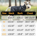 Mile High Life Waterproof Dog Raincoat, Full Coverage Small Dog Rain Coat with Harness, Adjustable 4 Legs Puppy Rain Jacket with Reflective Strip and Elastic Cuffs (Black, XXS Back Length 9.8")