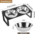 3 Set Elevated Cat Food Water Bowls, 6 Stainless Steel Bowls for Indoor Pet with Cute Metal Stand, 10° Tilted Anti-Vomiting Raised Wide Shallow Cat Dishes Whisker Friendly for Multiple Kitten,Puppy