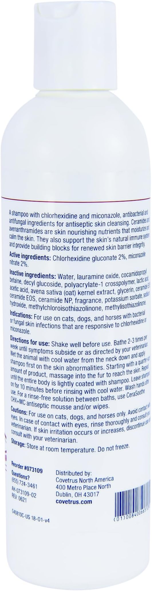 CeraSoothe® CHX+MC Antiseptic Shampoo for Dogs, Cats & Horses – Skin Cleansing with Chlorhexidine & Miconazole 8 oz