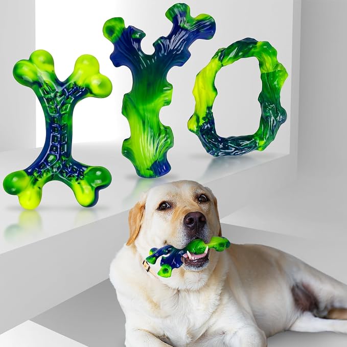 Frienhund 3-Pack Indestructible Nylon Dog Chew Toys for Aggressive Chewers - Long-Lasting Durable Bone-Shaped Toys, Large Breed Dogs, Tough Puppy Teeth Enrichment