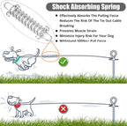 jenico Dog Tie Out Cable, 10/15/20/30/40/50/70/100/150FT Runner Cable with Swivel Hook and Shock Spring, Dog Leash Run Tether for Yard Outdoor and Camping,for Small to Medium Pets Up to 500 LBS