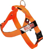 BULLHUG Adjustable Dog Harness– No Pull, No Choke – for English Bulldogs, French Bulldogs, Pugs & Broad-Chested Breeds – Easy, Safe Walks (NEON Orange, Small)