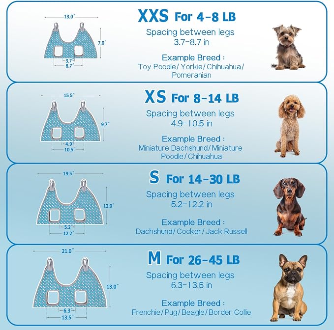 Supet Dog Grooming Hammock for Nail Trimming, Pet Grooming Hanging Harness | Restraint Dog Leashes Sling, Stress-Free Animal Holder Set for Clipping Nails, Ear & Eye Cleaning, Medicine(Coral Blue, M)