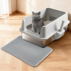 Stainless Steel Cat Litter Box with Lid,XL Extra Large Litter Box | Metal litter box for Big Cats with High Sided,2Pack,Non-Sticky,Easy Cleaning, Include Litter Mat & Scoop,23x14.6x9.9in