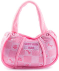 Haute Diggity Dog Chewy Vuiton Handbag Plush Squeaky Dog Toy, Soft Durable Designer-Inspired Stuffed Puppy Chew Toys for Small & Medium Dogs, Machine-Washable (Pink Checker) Large